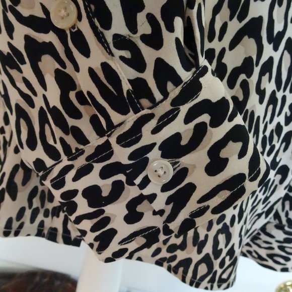 Dana Buchman Front Button Long Sleeve Shirt/Blouse-Animal Print-Size XL - Picture 3 of 9